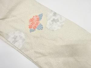 丸紋に紫陽花模様織り出し　名古屋帯